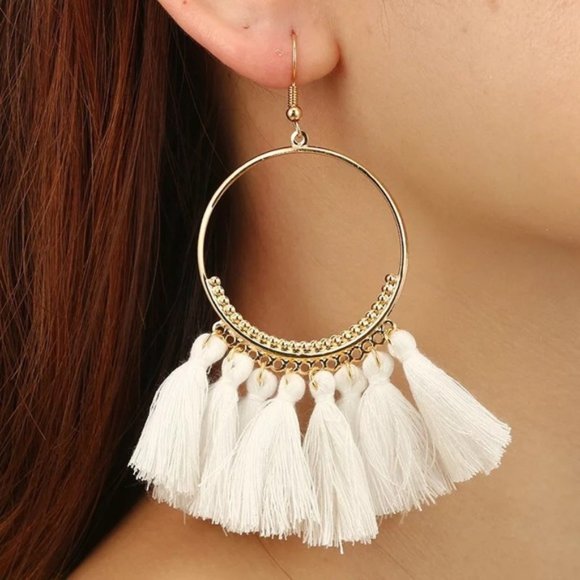 Jewelry - 3/$30 BOHO WHITE GOLD TASSELS EARRINGS
